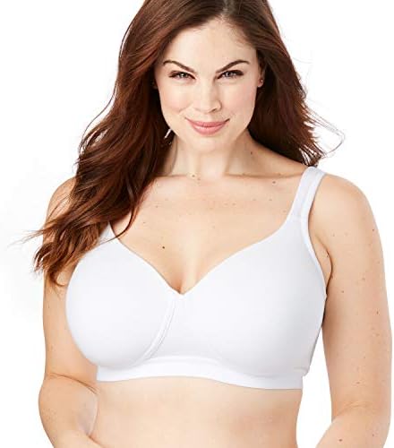 Comfort Choice Women's Plus Size Bottom Band Cotton Wireless T-Shirt Bra