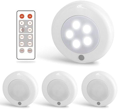 ZEEFO 4 Pack LED Puck Lights,Wireless Battery-Powered LED Cabinet Light With Remote Control,Two Switchable Different Color and Timer Function,Stick-Anywhere LED Night Light,Safe Wall Light For Hallway