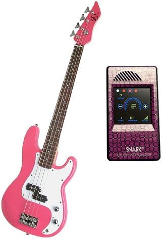 It's All About the Bass Pack-Pink Kay Electric Bass Guitar Medium Scale w/Snark Touch Screen Metronome (Purple Snake)