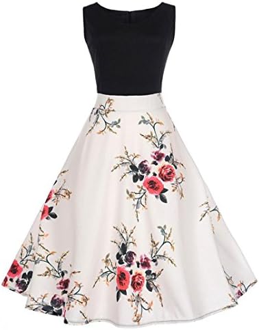 Kangma Women Vintage Sleeveless Casual Evening Party Prom Swing Dress