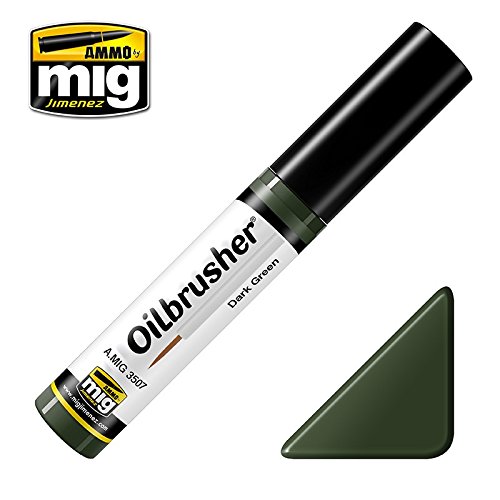 Ammo of Mig Oilbrusher Dark Green - Oil Paint with Fine Brush Applicator #3507