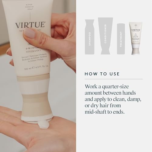 Virtue 6-in-1 Hair Styler, Styling Cream with Heat Protection, Safe for All Hair Types, Color Safe
