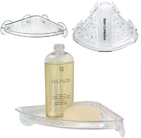 1 Corner Soap Tray Dish Suction Clear Cady Holder Bathroom Shower Sponge Basket