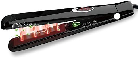 Accellorize Infrared Sexy Hair Straightener Negative Ion LED Flat Iron Small Ceramic Tourmaline Fast Heated Healthy Flexible Straightening Auto Shut Off 1 inch Straighteners Black