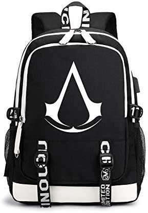 Assassin's Creed Casual Backpack Korean Version School Backpack Classic Lightweight Water Resistant College Rucksack Travel Backpack (Color : Black01, Size : 30 X 15 X 43cm)