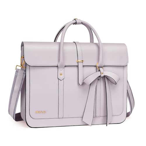 MOSISO Laptoptasche Damen 15,6 Zoll, PU Leder Handtasche Schultasche