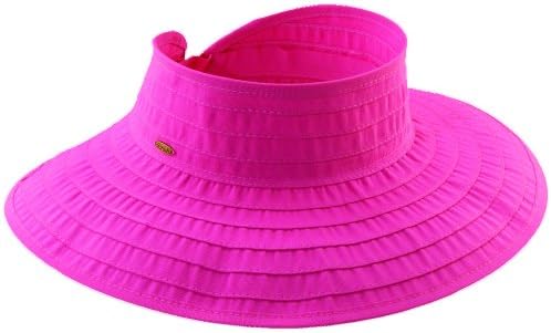 Scala Women's Ribbon Braid Roll-up Sun Visor Hat (Fuchsia)