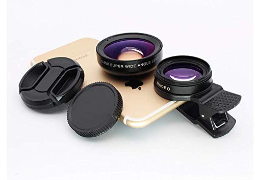 PIANUO Pro Lens Kit for iPhone and Android 0.45X Super Wide Angle Lens & 12.5X Macro Lens 2 in 1 HD Cell Phone Camera Lens Kit for iPhone X 8 7 6S 6S Plus 6 5S Samsung Android Smartphones
