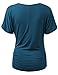 MBJ WT1118 Womens V Neck Short Sleeve Wrap Front Drape Dolman Top XXXL TEAL