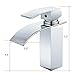 HOROW Single Handle Waterfall Bathroom Vanity Sink Faucet with Extra Large Rectangular Spout(Chrome Finish)