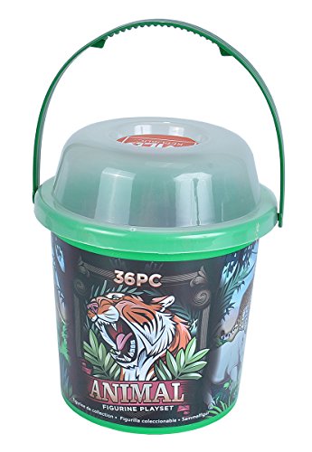 Wild Republic Animal Toys Large Bucket, Elephant, Tiger, Polar Bear, Giraffe, Zebra, Moose, Cheetah, Gorilla & More, 36Piece Animal Figurines Set