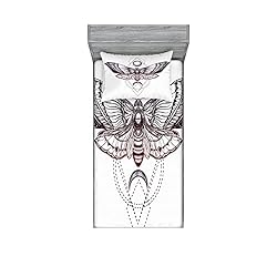 Ambesonne Death Moth Fitted Sheet & Pillow Sham