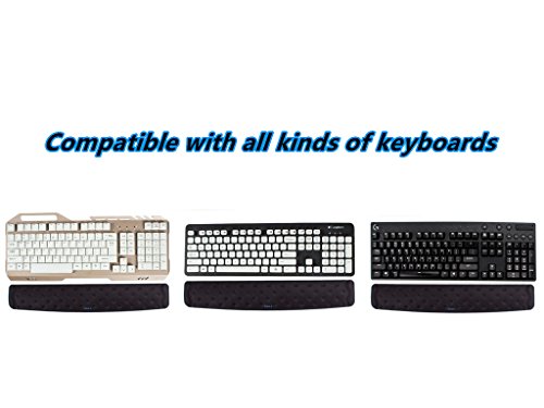 BRILA Memory Foam Mouse & Keyboard Wrist Rest Support Pad Cushion Set for Computer, Laptop, Office Work, PC Gaming - Massage Holes Design - Easy Typing Wrist Pain Reliev (Black Keyboard Wrist Rest)