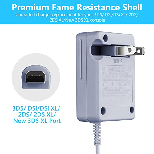 Trenro 3DS Charger Replacement for Nintendo 3DS/ DSi/DSi XL/ 2DS/ 2DS XL/New 3DS XL 100-240V, 2DS Wall Charging Cable Cord Plug AC Adapter for 2DS 3DS Console*Grey