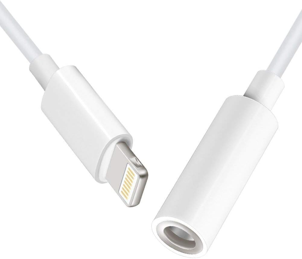 (2 Pack) Headphones Adapter to 3.5mm Earbuds Jack Adapter Aux Cable Earphones/Headsets Converter Accessories Support motion Compatible with iPhone Xs Max/XR/X/8/8 Plus/7/7 Plus/ipad