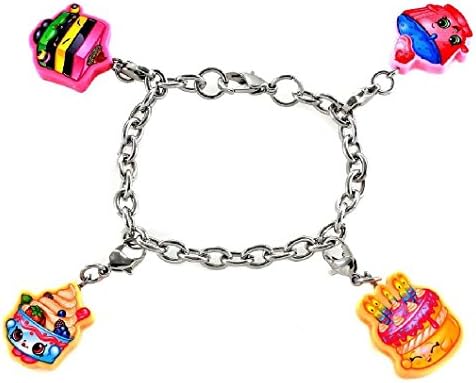 Shopkins Charm Bracelets w/ Free Shopkins Mystery Item (Cupcake Chic, Le'Quorice, Yo-Chi, Wishes)