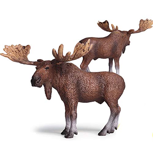 EOIVSH 4 PCS Forest Animal Figures Buck/Moose/Fox/Beaver, Woodland Animal Figurines Cake Toppers Educational Miniature Playset Toys Party Supplies Cute Decoration for Baby Shower Birthday