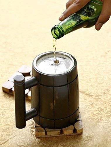 GoCraft Handmade Wooden Beer Mug with 18oz Stainless Steel Cup, Brown - Image 3