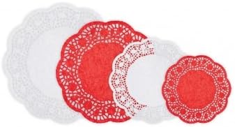 Anagram Red &amp; White Paper Doilies in different sizes - pack of 40