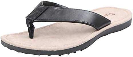 Dosame Mens Leather Flip Flop Sandals Mens Slipper Anti-Slip Odourless