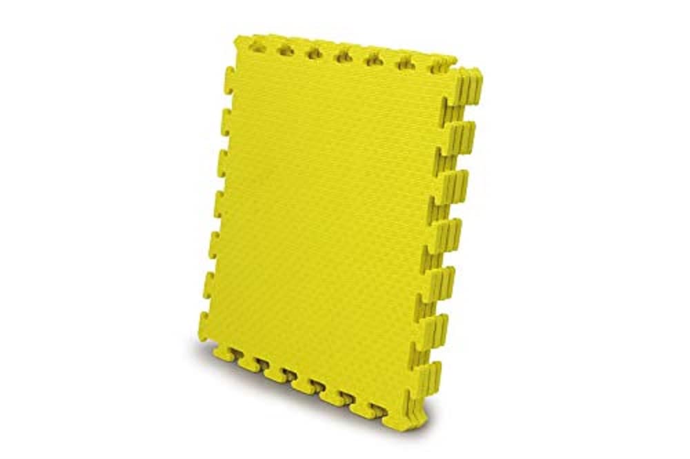 Jamara 460418 - Puzzle Matts Yellow 50 x 50 cm 4 pcs - Easy Plug-In System, Expandable, Non-Slip Surface, Washable, Durable