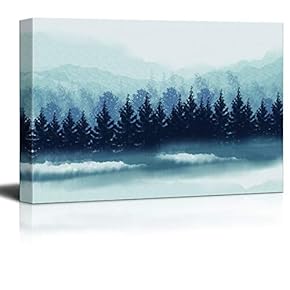 Mist Forest Painting Artwork for Home Framed