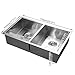 Voilamart 30 Inch 50/50 Double Bowl Kitchen Sink Stainless Steel Undermount Topmount Drop-In Handmade Laundry Sink