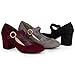 Brinley Co. Womens Faux Suede Chunky Heel Mary Jane Pumps
