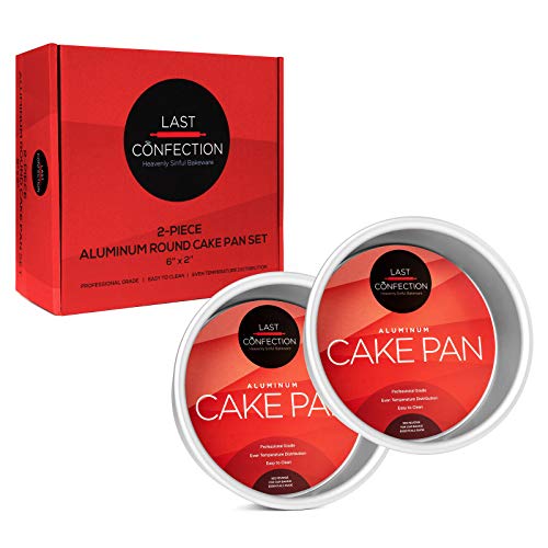 Last Confection 2-Piece Round Cake Pan Set - 6" x 2" Deep Aluminum Pans