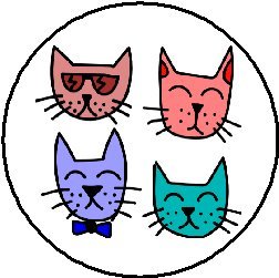 Cool Cat Faces 1.25" Pinback Button Badge / Pin - Kawaii Cute Adorable Cats
