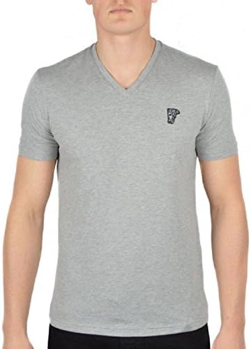 Versace Collection Men's Heather Gray Medusa V-Neck T-Shirt (M)