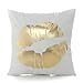 Kingla Home Sofa Cushion Covers Flannel Bronzing Soft Couch Pillow Covers Golden Lip White Throw Pillow Covers 45x45cm 18x18 Inch
