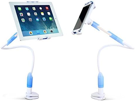 LEYOSOV Tablet iPad Holder/ iPhone Stand/ Cellphone Flexible Arm Stand, 39 Inches Long Gooseneck Lazy Bracket with Bolt Clamp for Android or Apple Devices 4-10.6 Inches, 360 Rotating(Blue)