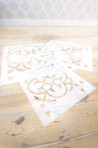 Scandinavian Tile Wall Stencil for Painting - Expedited 3 Days Delivery - Wall Accent - Reusable Template - Large Mylar Washable Plastic - Repeatable Pattern for Bedroom Décor