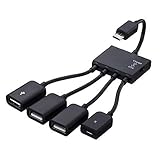Tanbin 4 in 1 Micro USB HUB Adaptor with Power Powered,Charging Charge OTG Host Cable Cord Adapter Connector for Android Smart Phone Tablet Samsung Galaxy S3 S4 S5 Note 2 3 4 Edge HTC One M7 M8 Desire