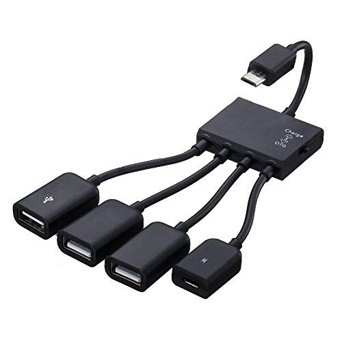 Tanbin 4 in 1 Micro USB HUB Adaptor with Power Powered,Charging Charge OTG Host Cable Cord Adapter Connector for Android Smart Phone Tablet Samsung Galaxy S3 S4 S5 Note 2 3 4 Edge HTC One M7 M8 Desire