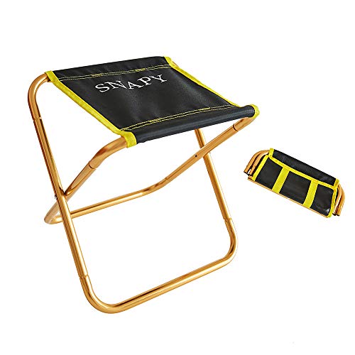 SNAPY Mini Folding Camping Stool, Lightweight Camp Stool, Portable Folding Camp Chair, Outdoor Ultralight Camping Chair for BBQ, Camping, Fishing, Travel, Hiking (12″x11″x12.3″, Dark Gold)