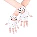 JISEN Sexy Women Punk rivets Belt Up Half Finger PU Leather Performance Gloves White