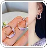 Aneneiceera Vintage Acrylic Purple Circle Hoop Earrings Twist Hoop Dangle Earring Enamel Circle Earring Candy Color Round Earrings Jewelry for Women
