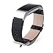Thankscase Band for Fitbit Charge 2, Genuine Leather Wrist Strap Replacement Spring Bar and Embossed Pattern for 2016 Fitbit Charge 2 (Diamond Black)