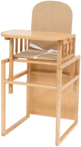 wooden high chair turns into table