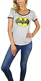 DC Comics Womens Batman Distressed Logo Burnout Ringer Tee