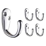 Mellewell 5 Pack Single Prong Coat and Hat Hook Cloth hanger Closet Organizer in Chrome, 13001C