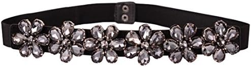 SanJL Women's Crystal Beaded Stretch Belts for Birthday Gifts