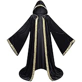 Coolwife Velvet Hooded Cloak Cape - 53" Length For Halloween, Cosplay & Renaissance Festivals (Multiple Colors)