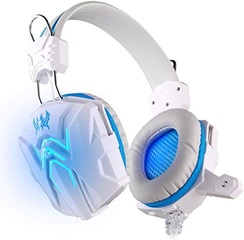 EACH 3.5mm Gaming Headset Headphones Headband with Microphone & LED Light for Tablet PC iPhone 7/ 7 plus/ 6s/ 6s plus/ 5s/ 6/ 6 plus Mobile phones Black+Blue