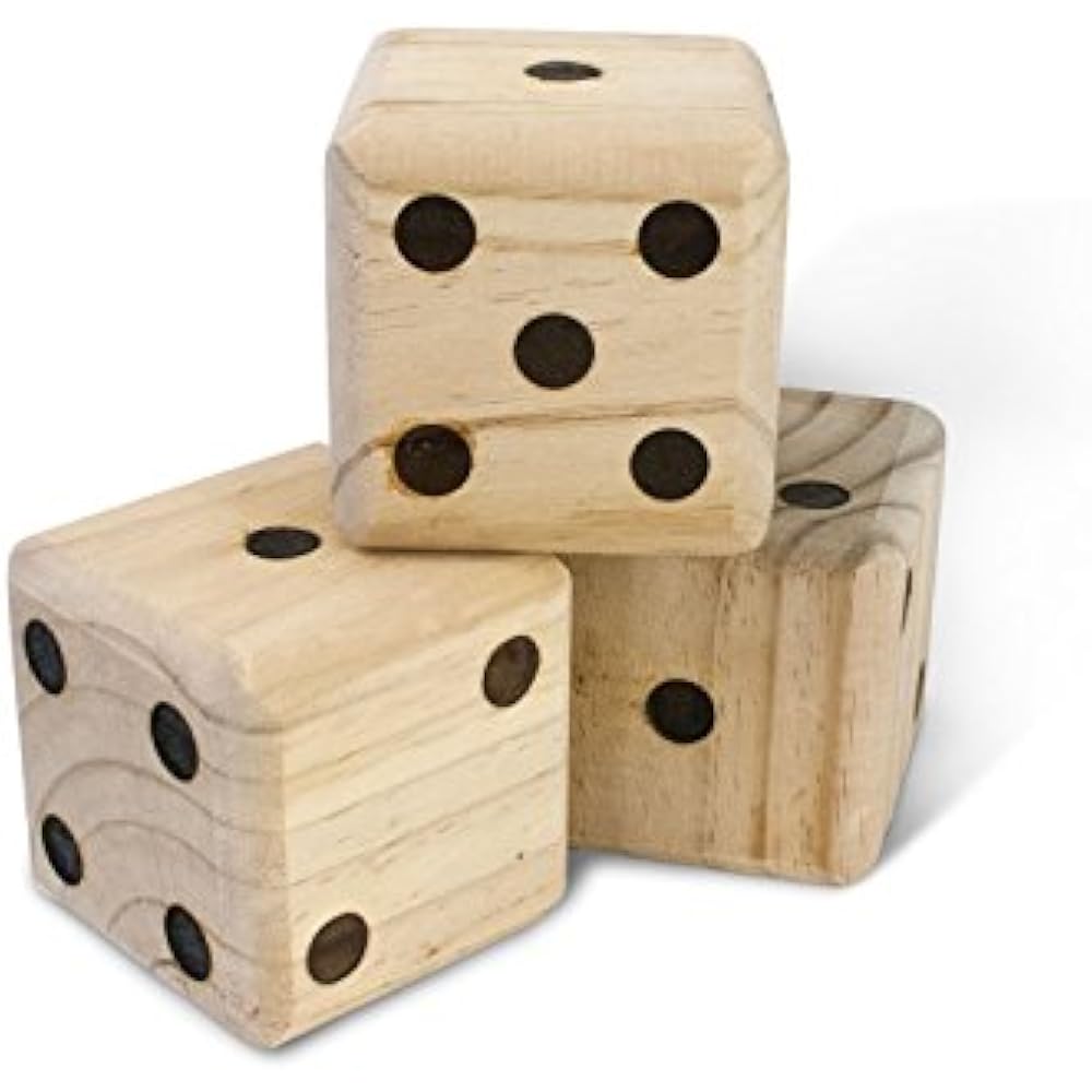 Giant 3.5" Wooden Yard Dice With Laminated Yardzee And Farkle
