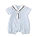 pureborn Baby Boys Marine Sailor Short Sleeve Collar Romper Summer Costumes Breathable Cotton Blue 0-3 Months
