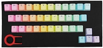 37 Keys PBT Replacement Keycaps Double-shot Backlit Keycaps Set for Mechanical Keyboard (Rainbow Gradient)