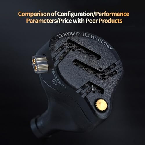 KZ ZS12 PRO X in Ear Monitor, IEM Earphones, 1DD+5BA Hybrid Wired Earbuds, KZ Gaming Earphones,Best in Ear Headphones with 2PIN Cable for Audiophile (Dark Black,Tunable Version, with Microphone)